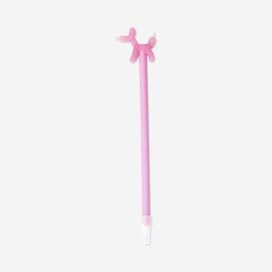 Pink ballpoint pen with balloon dog topper