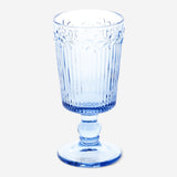 Blått vinglas med upphöjda blommor - 250 ml