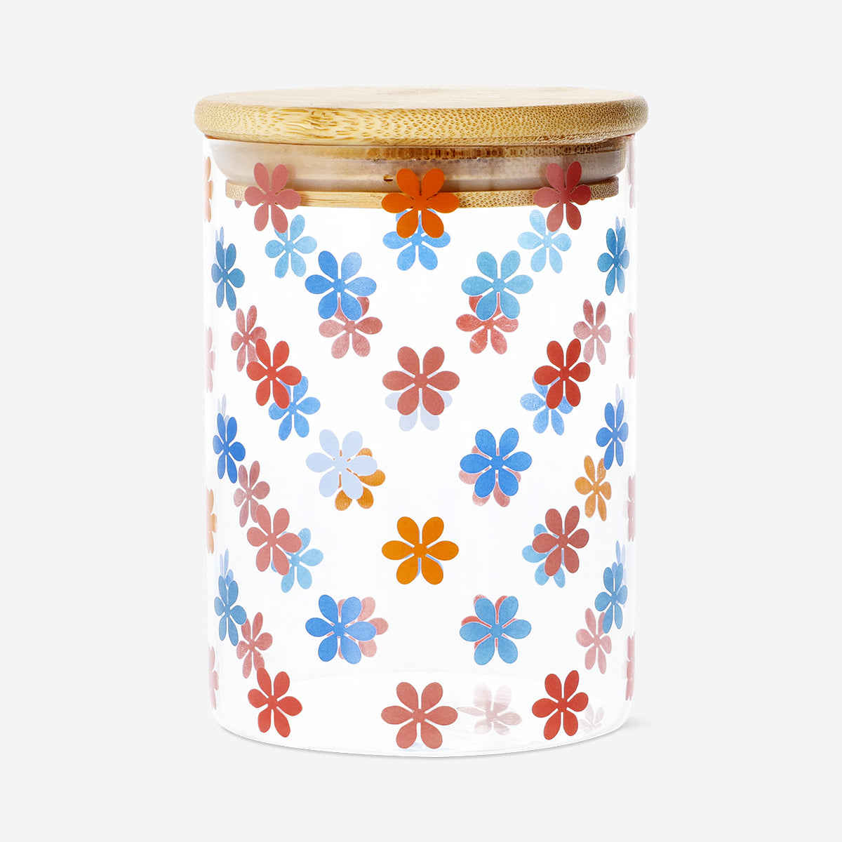 Floral storage jar with bamboo lid - 620 ml