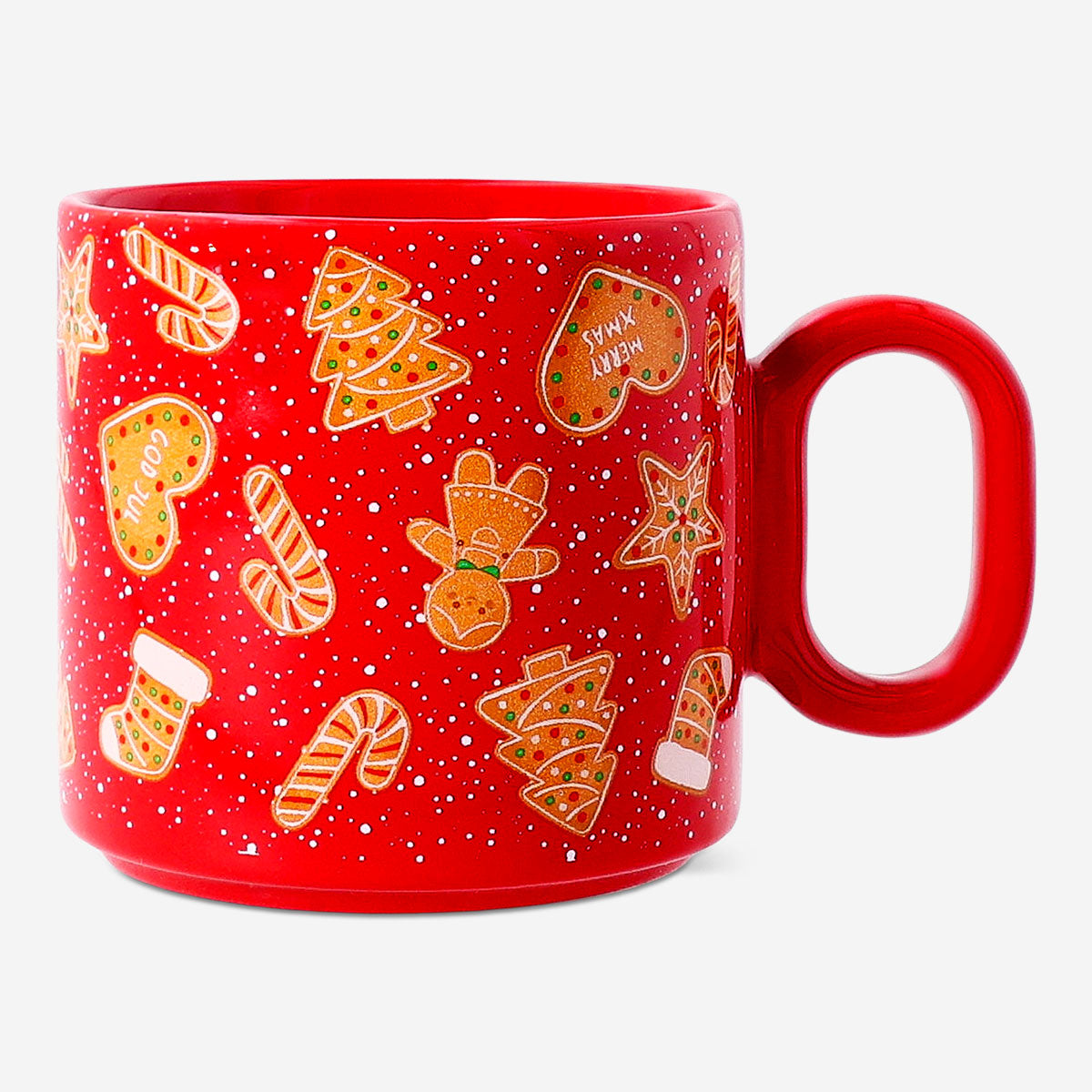 Flying Tiger Copenhagen Christmas mug with gingerbread print, 300 ml, featuring festive holiday design and ceramic material.