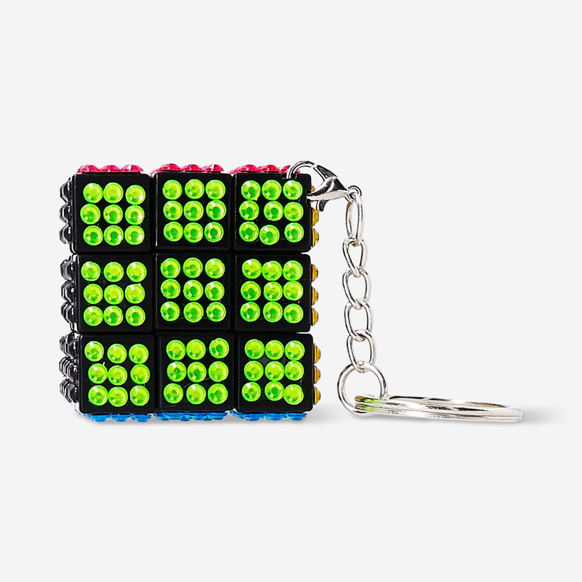 Flying Tiger Copenhagen IQ cube keyring featuring a small, colorful game cube with a keyring attachment for easy carrying.
