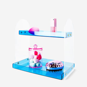 Flying Tiger Copenhagen cosmetic organiser with shelves, 25x16x27 cm, for personal care storage and organization.