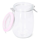 Glass jar with blue rim, 22 cm tall, suitable for kitchen storage, by Flying Tiger Copenhagen.