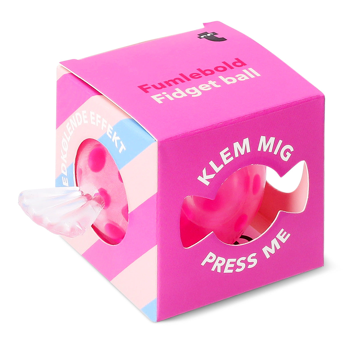 Pink press me toy gadget with a hard candy design and cooling effect, by Flying Tiger Copenhagen.