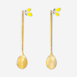 Set of two gold dessert spoons with lemon decoration from Flying Tiger Copenhagen, perfect for elegant serving.