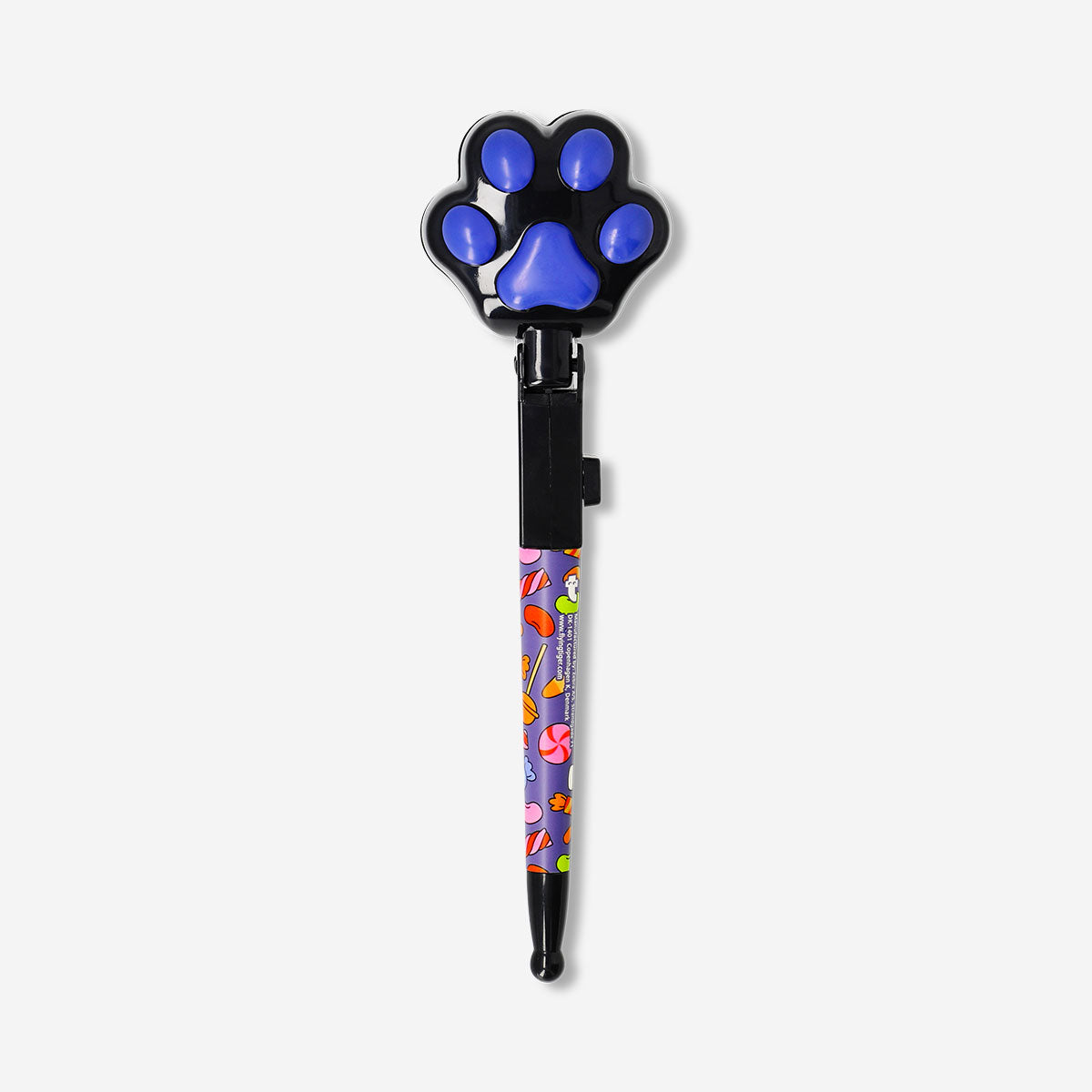 Black cat-shaped ballpoint pen from Flying Tiger Copenhagen for office use, with a sleek black design and playful feline details.