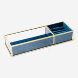 Velvet and glass trinket tray in 28 cm, stylish home decor by Flying Tiger Copenhagen, perfect for jewelry and small accessories.