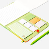 Gradient Flying Tiger Copenhagen notepad with pen and sticky notes, ideal for office organization and note-taking.