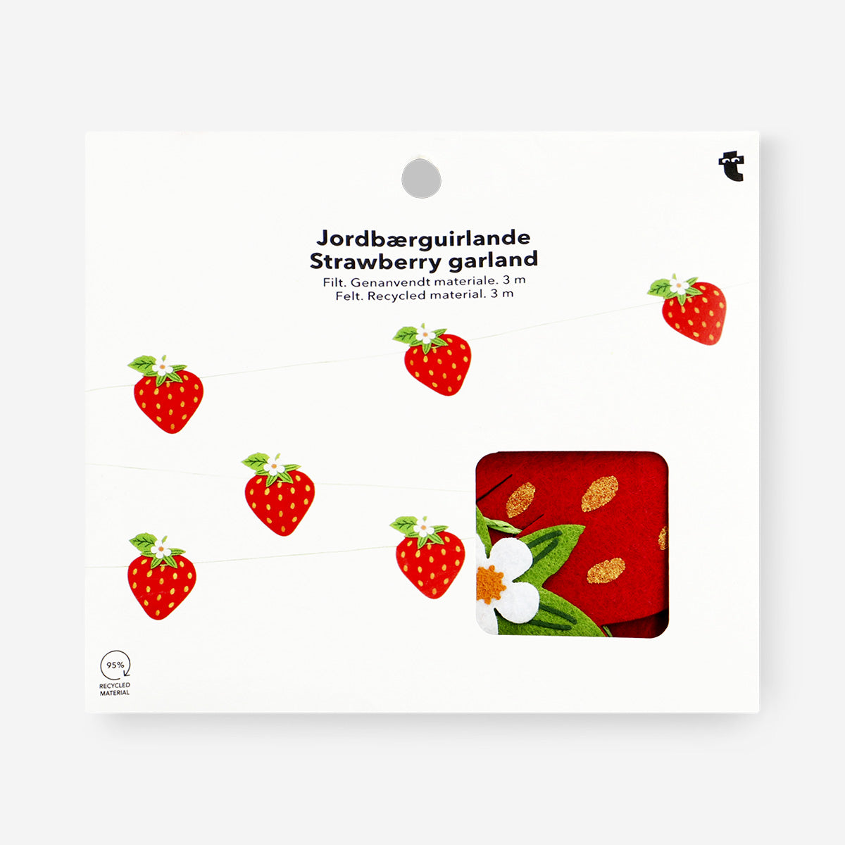 Ghirlanda di fragole in feltro - 300 cm