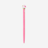 Pink Flying Tiger Copenhagen ballpoint pen with a flower in globe topper, ideal for office use and writing.