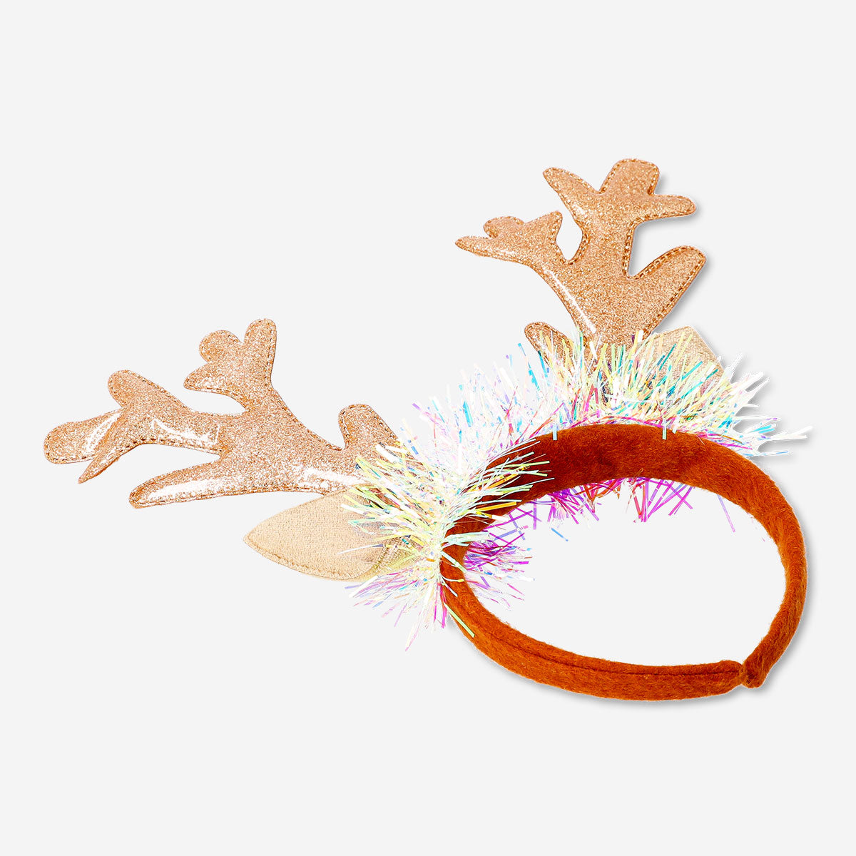 Reindeer hairband with antlers for party fun, featuring festive brown plush and playful antler details, by Flying Tiger Copenhagen