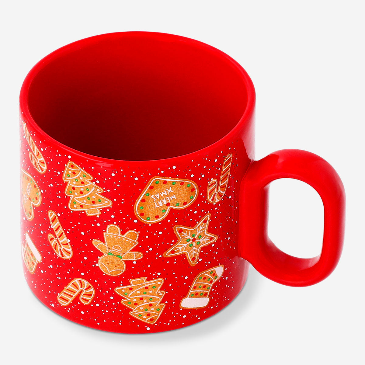 Flying Tiger Copenhagen Christmas mug with gingerbread print, 300 ml kitchen cup featuring festive holiday design.