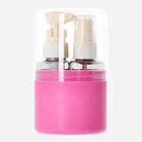 Pink Flying Tiger Copenhagen travel set with stickers, includes four leisure items in a compact case, perfect for on-the-go use.
