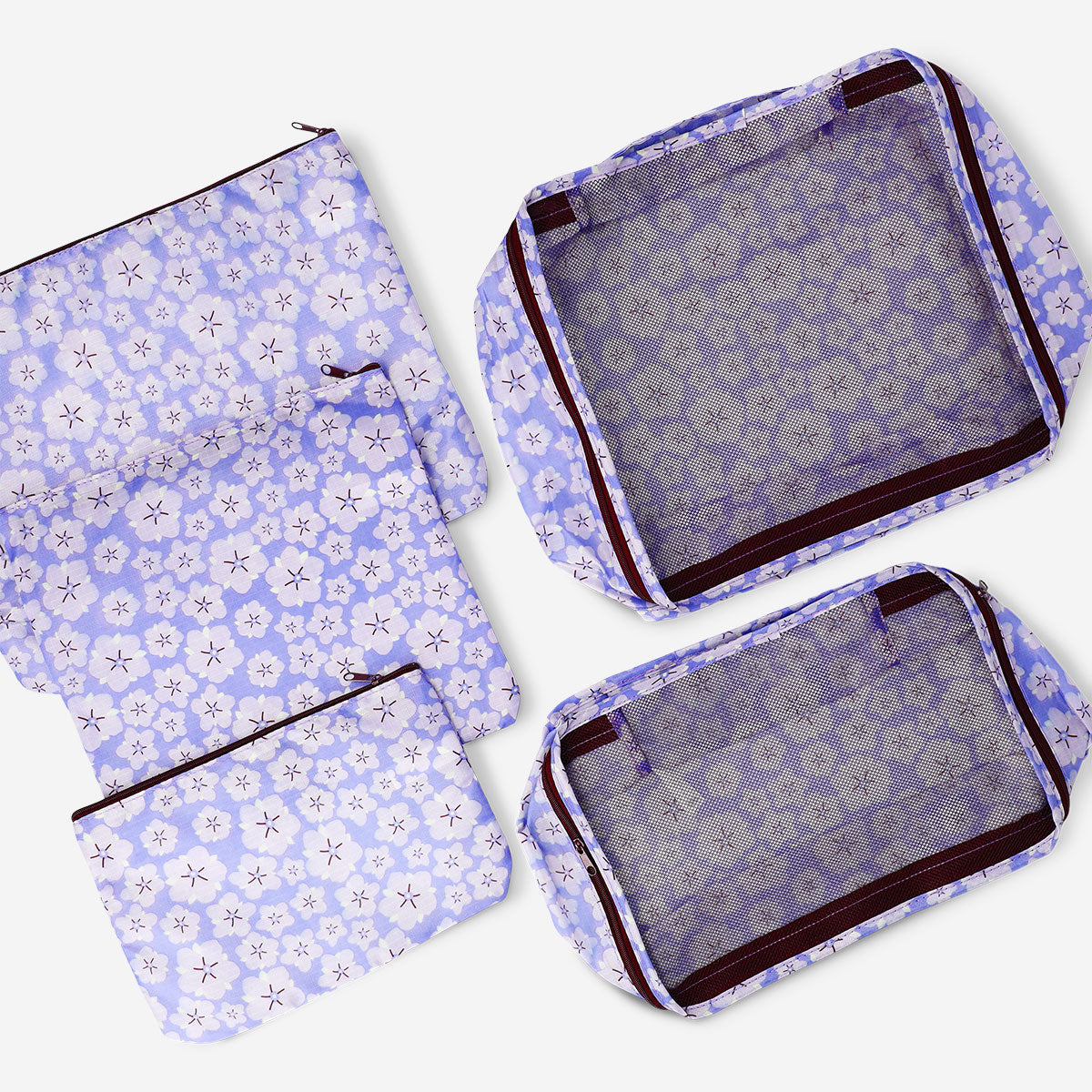 Lila geblümte Organizer-Taschen - 5 Stk.