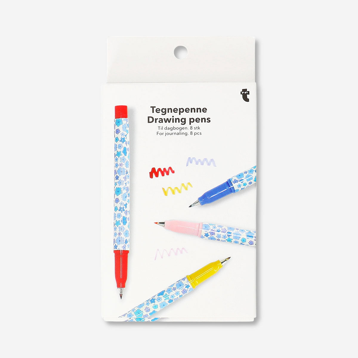 Set of 8 floral drawing pens for journaling from Flying Tiger Copenhagen, featuring colorful ink and fine tips for detailed artwork.