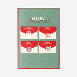 Christmas card with mini envelopes from Flying Tiger Copenhagen, featuring festive designs for seasonal office greeting cards.