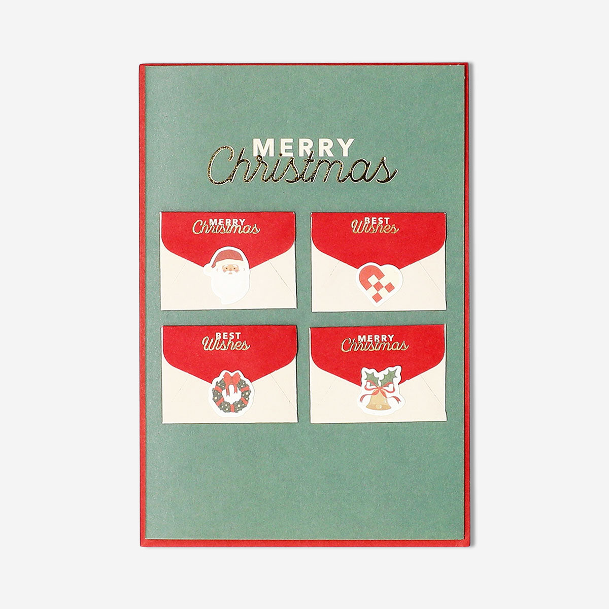 Christmas card with mini envelopes from Flying Tiger Copenhagen, featuring festive designs for seasonal office greeting cards.