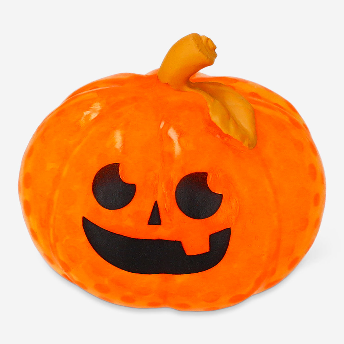 Flying Tiger Copenhagen press me pumpkin toy gadget with a bright orange pumpkin design and cheerful facial expression.