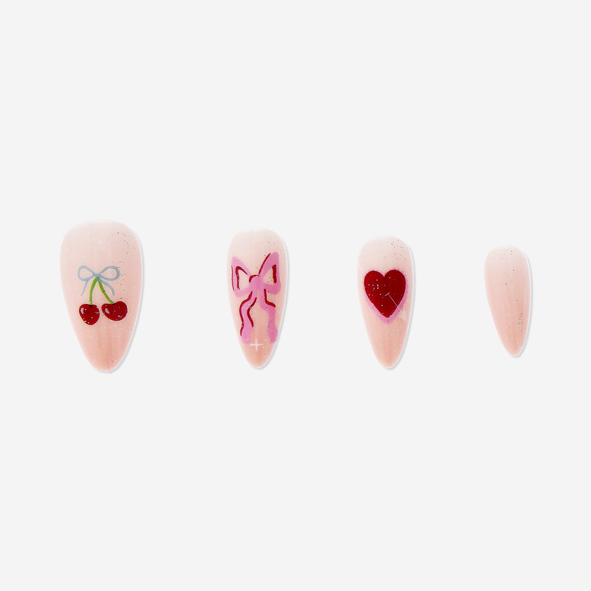 Artificial nails set - Hearts and bows