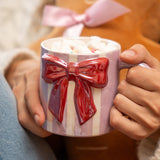 Striped mug with embossed bow - 320 ml