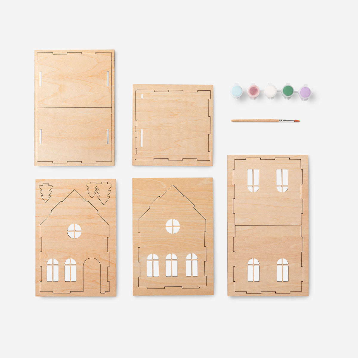 DIY tall wooden gingerbread house with paint - 24 cm