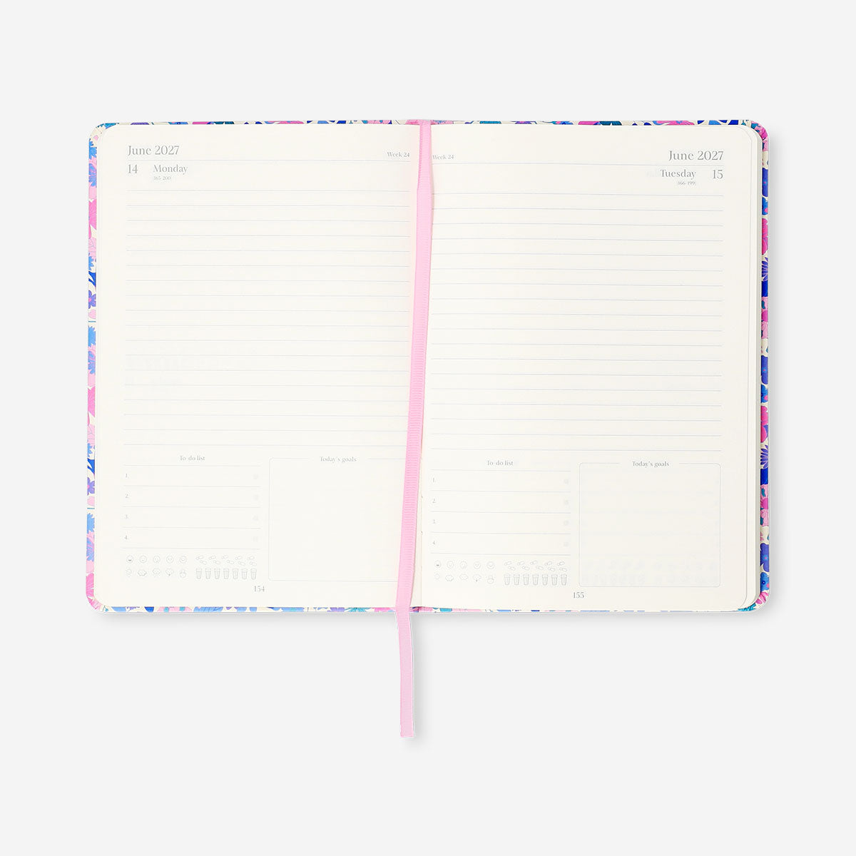 Flying Tiger Copenhagen A5 floral daily diary 2027 with colorful floral cover for daily planning and office use.