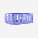 Purple collapsible storage box from Flying Tiger Copenhagen, 30x22 cm, shown folded open with contents inside for home organization.