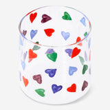 Flying Tiger Copenhagen 350ml glass with heart print, clear kitchen drinking glass perfect for beverages.