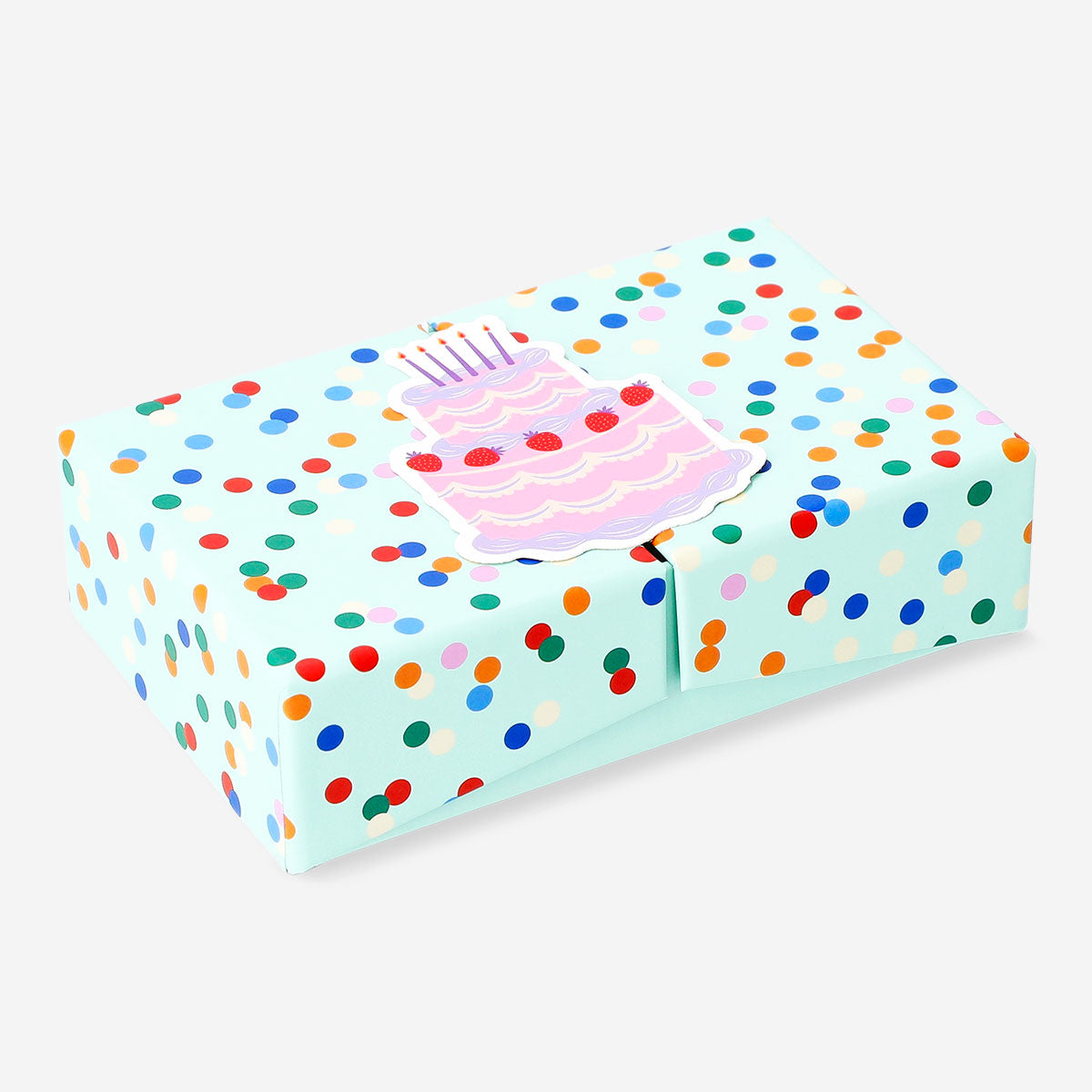 Office gift box for cards by Flying Tiger Copenhagen featuring a birthday cake and confetti design.