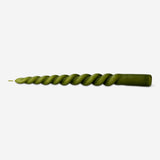 Twisted green candle - 21 cm