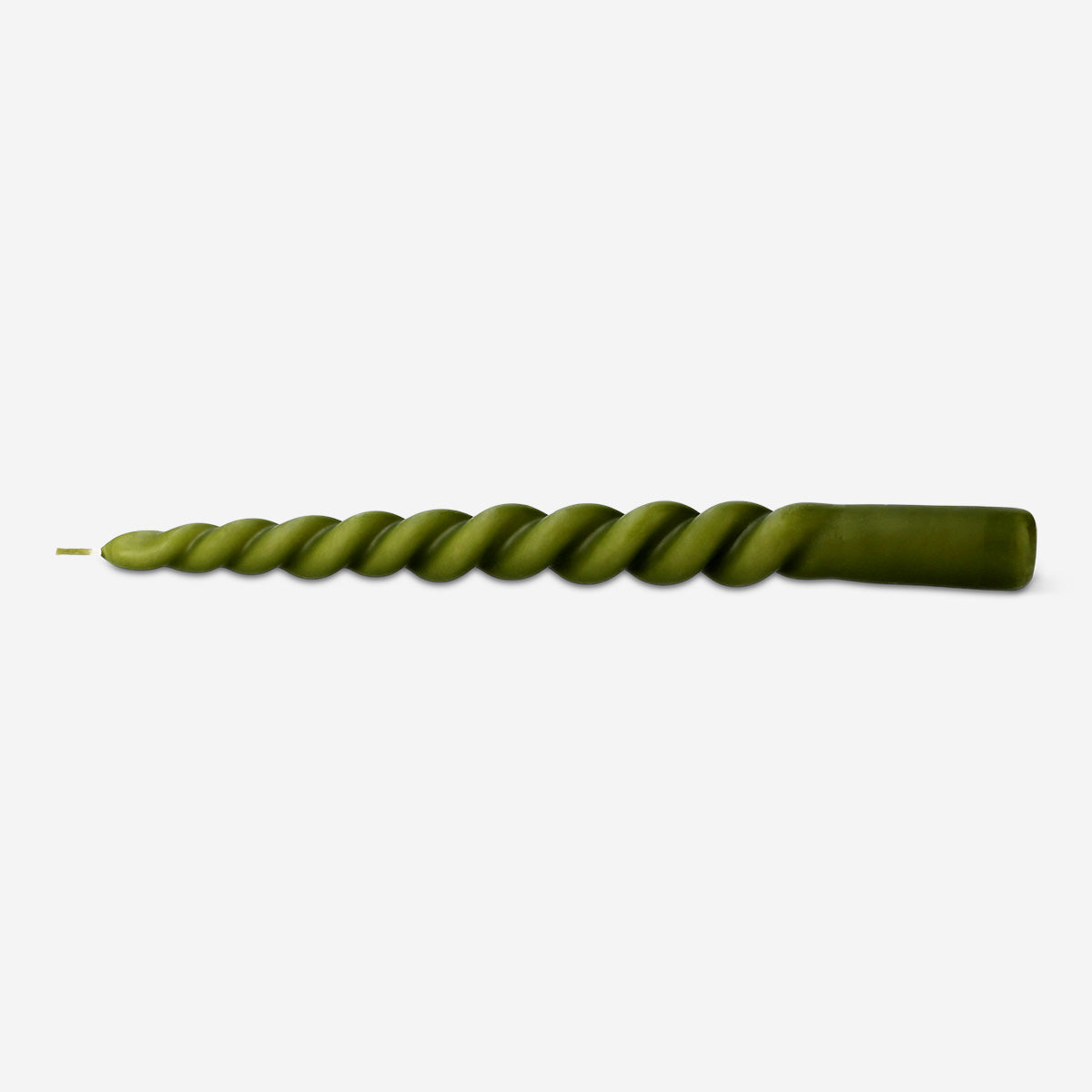 Twisted green candle - 21 cm