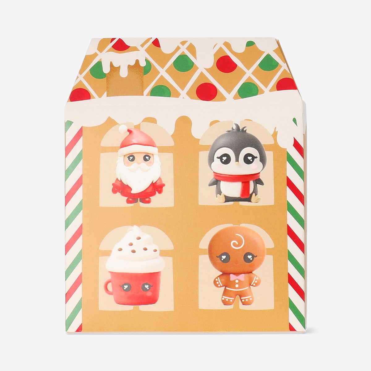 Set of four Christmas character erasers from Flying Tiger Copenhagen, colorful office stationery for holiday season use.