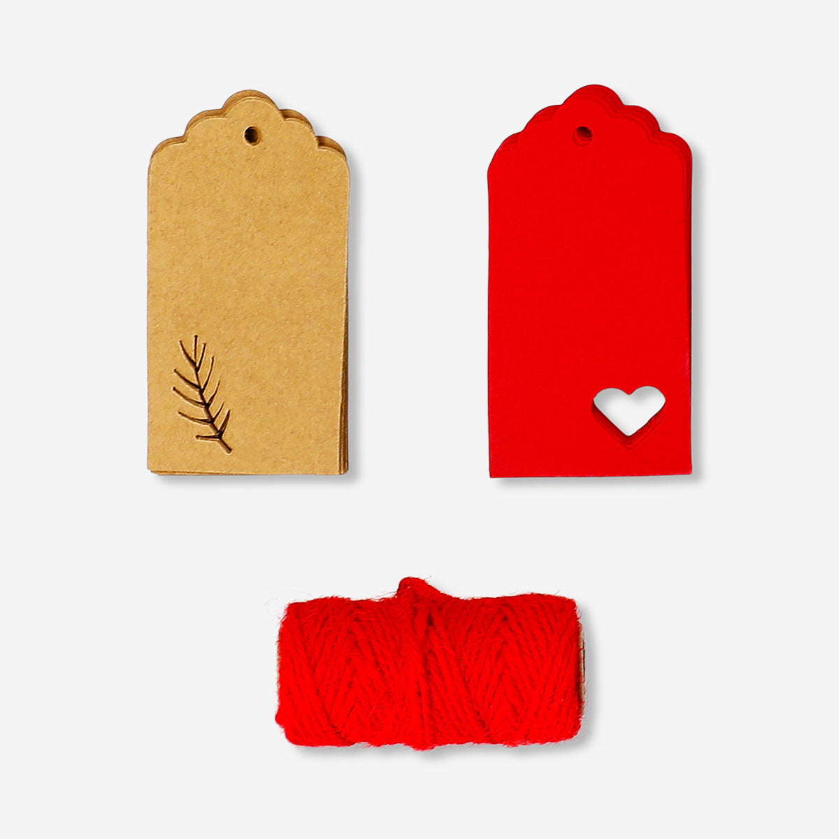 Red office gift decoration set from Flying Tiger Copenhagen with festive paper banners and decorative accents.