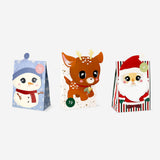 Set of 24 Flying Tiger Copenhagen Advent gift bags with festive Christmas character designs for holiday gift wrapping.