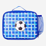 Blue Flying Tiger Copenhagen lunchbox bag with football motif, 19x25 cm, ideal for carrying snacks or meals.
