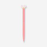 Pink Flying Tiger Copenhagen ballpoint pen with a cute bow topper for office use, featuring a sleek design and comfortable grip.