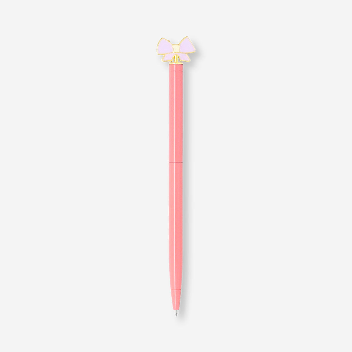 Pink Flying Tiger Copenhagen ballpoint pen with a cute bow topper for office use, featuring a sleek design and comfortable grip.