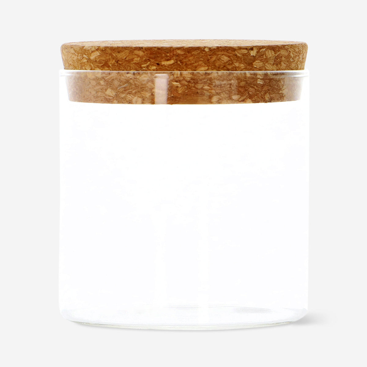 Glass jar with cork lid, 10 cm tall, ideal for kitchen storage, from Flying Tiger Copenhagen.