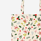 Textile tote bag featuring Christmas branches design from Flying Tiger Copenhagen, with festive holiday-themed pattern.