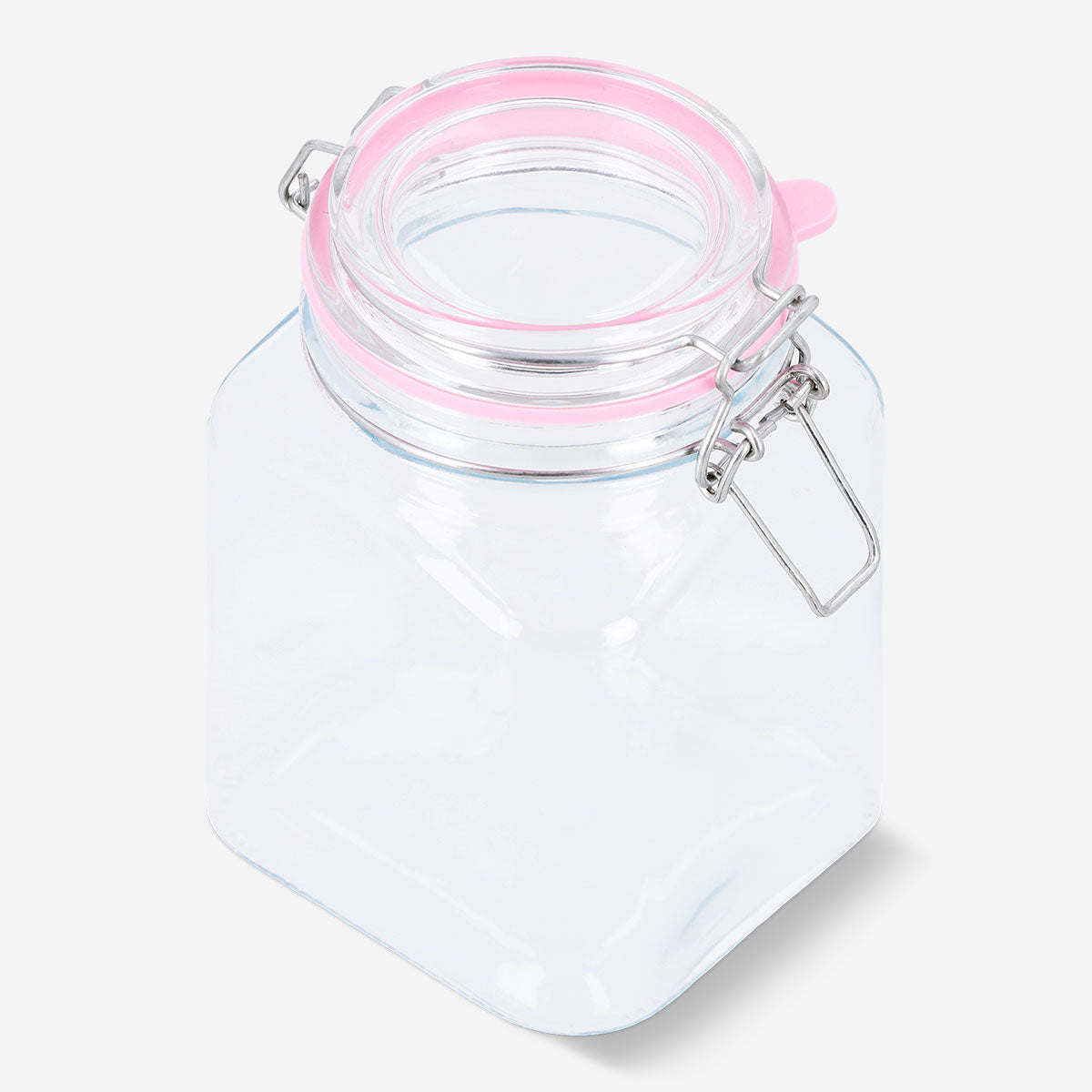 Flying Tiger Copenhagen square glass storage jar, 1 L, with clear glass and airtight lid