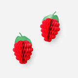 Two Honeycomb paper berry decorations for parties, featuring colorful, textured designs from Flying Tiger Copenhagen.