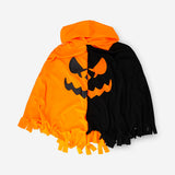Black and orange pumpkin-themed party cape for children aged 4 to 8 from Flying Tiger Copenhagen, perfect for Halloween costumes.