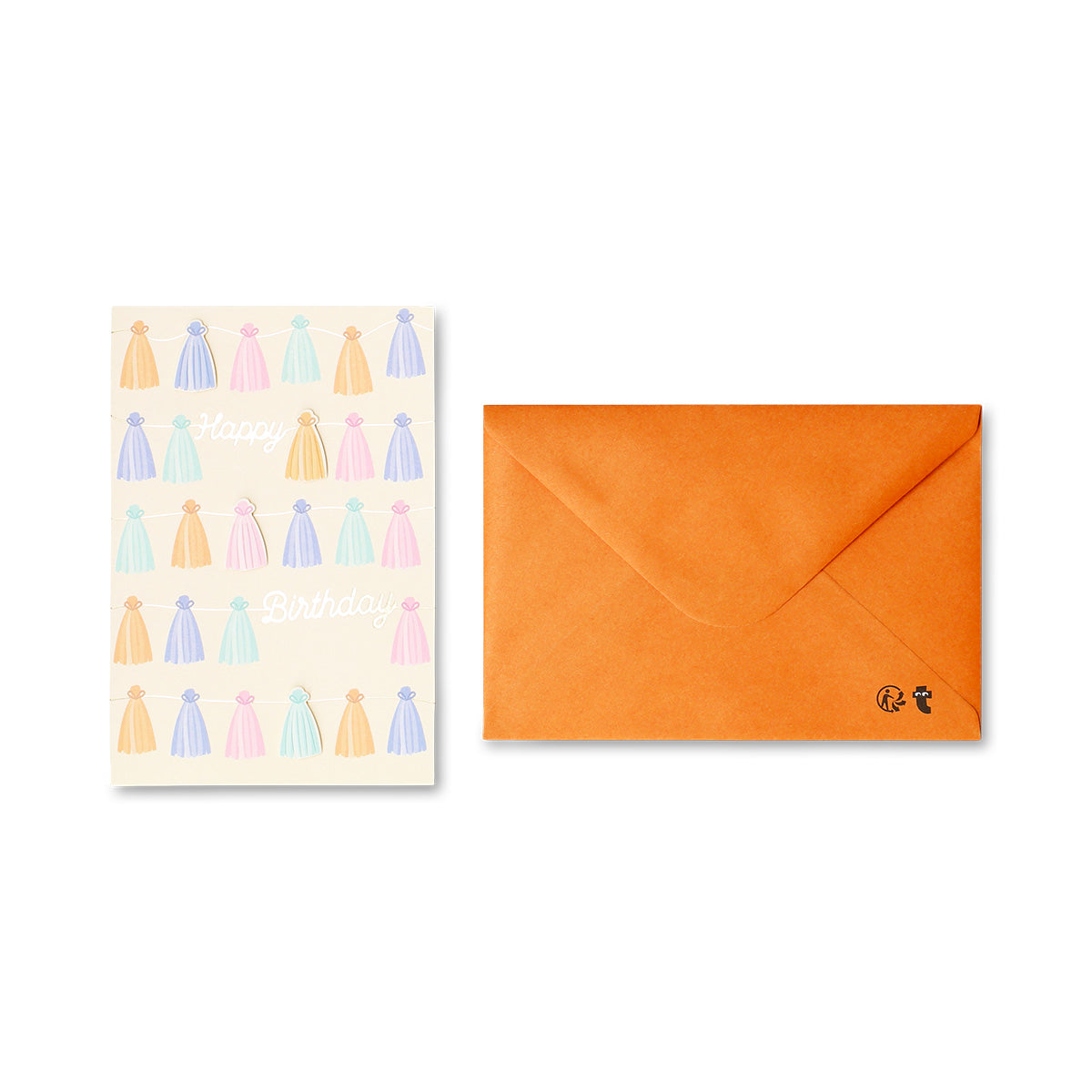 Colorful tassel garland birthday card from Flying Tiger Copenhagen, perfect for office celebrations and festive decor.