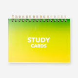 Spiral bound office flash cards from Flying Tiger Copenhagen with colorful, handwritten-style notes on white paper.