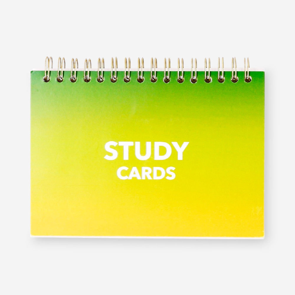 Spiral bound office flash cards from Flying Tiger Copenhagen with colorful, handwritten-style notes on white paper.