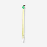 Gold Everlasting pencil with green pear-shaped topper, branded by Flying Tiger Copenhagen, designed for office use.