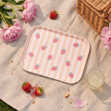 Decorative 12cm Flying Tiger Copenhagen home tray with charming strawberry print on ceramic surface.