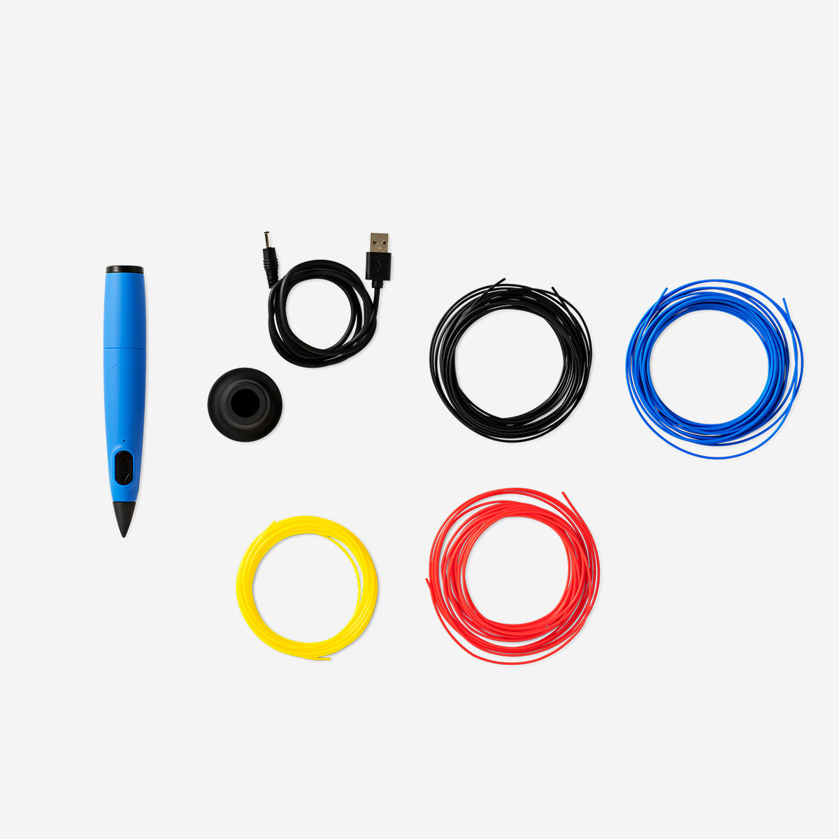 Flying Tiger Copenhagen 3D printing pen gadget with colorful filament, designed for creative 3D art and drawing projects.
