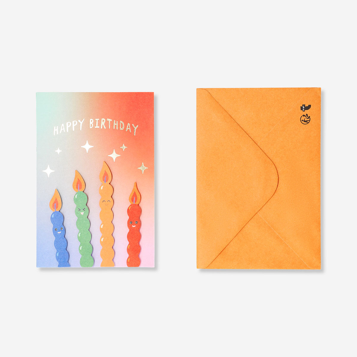 Funny candles birthday card from Flying Tiger Copenhagen featuring humorous candle illustrations for office celebrations.