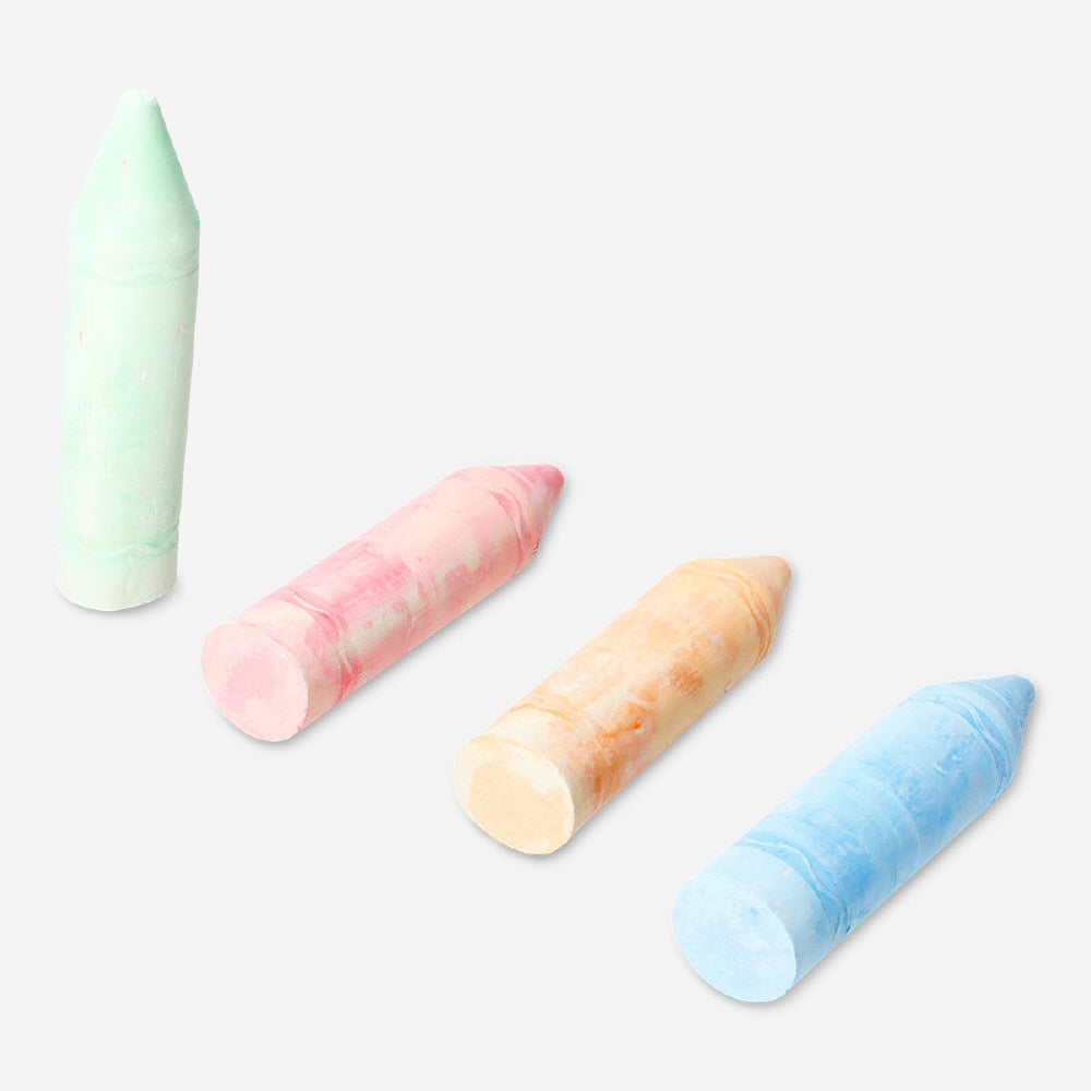 Four jumbo pavement chalks in bright colors from Flying Tiger Copenhagen, perfect for outdoor drawing and creative play.